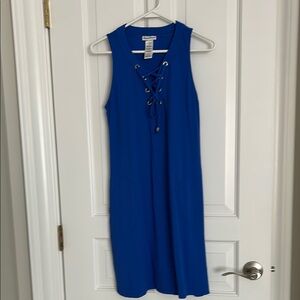 Tommy Bahama Blue V-Neck Sheath Midi Dress